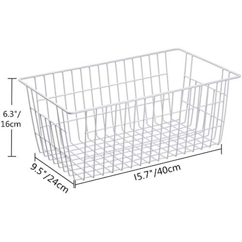 SANNO 냉동고 바구니 식료품 저장실 보관함, 농가 와이어 보관 바구니 정리함 보관함 주방 정리 용 대형 정리함 보관함 8 개 세트, 흰색