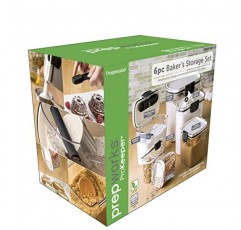 프로그레시브 Prepworks ProKeeper 6피스 주방 투명 플라스틱 밀폐 식품 밀가루 및 설탕 저장 장치 용기 베이킹 용기 세트(검은색)