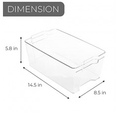 스마트 디자인 냉장고 보관용 쌓을 수 있는 냉장고 정리함 - 높이, 8 x 15인치, 4개 세트 - 편리한 생활을 위한 냉장고 정리 및 손잡이가 있는 보관함 - BPA 무함유 플라스틱으로 제작