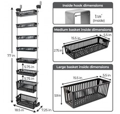 보관을 위한 스마트 디자인 오버더 도어 정리함 - 식료품 저장실 정리, 침실, 욕실 보관, 놀이방 또는 주방에 적합 - 조절 가능한 강철 프레임(바구니 8개 및 벽걸이 포함) - 검정색