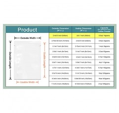 2000 Pcs 흰색 전면 투명 오픈 상단 2.8mil 플라스틱 진공 주머니 2.4x3.5 인치 (사용 가능한 크기 2x3.1 인치) 식품 저장 패킷 용 열 밀봉 가방 눈물 노치가있는 미니 샘플