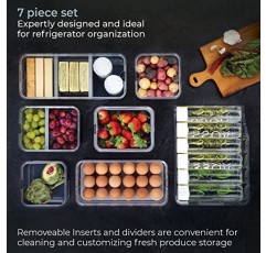 iDesign 플라스틱 냉장고 정리함 세트 가문비나무 냉장고 빈즈, 7개 세트, 투명/무광 회색, 7개