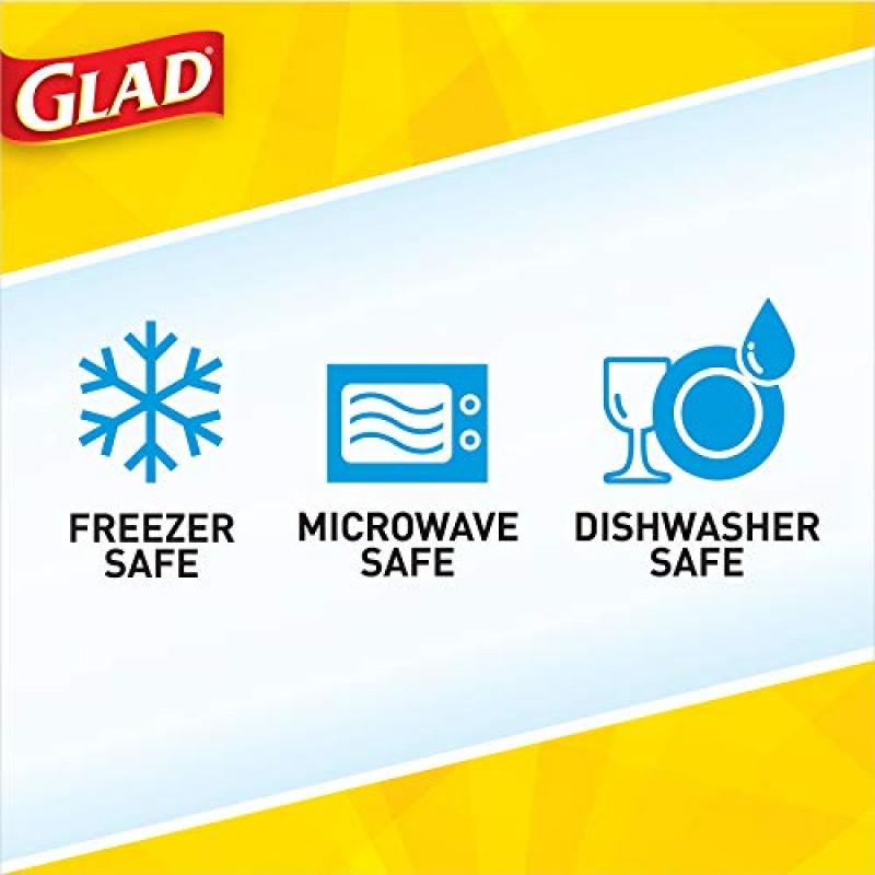 Glad GladWare 성냥갑 식품 저장 용기, 쉬운 색상 일치 뚜껑이 있는 Value 팩, 20피스 세트(2팩) - Glad Lock 꽉 밀봉 포함, BPA 프리 용기 및 뚜껑