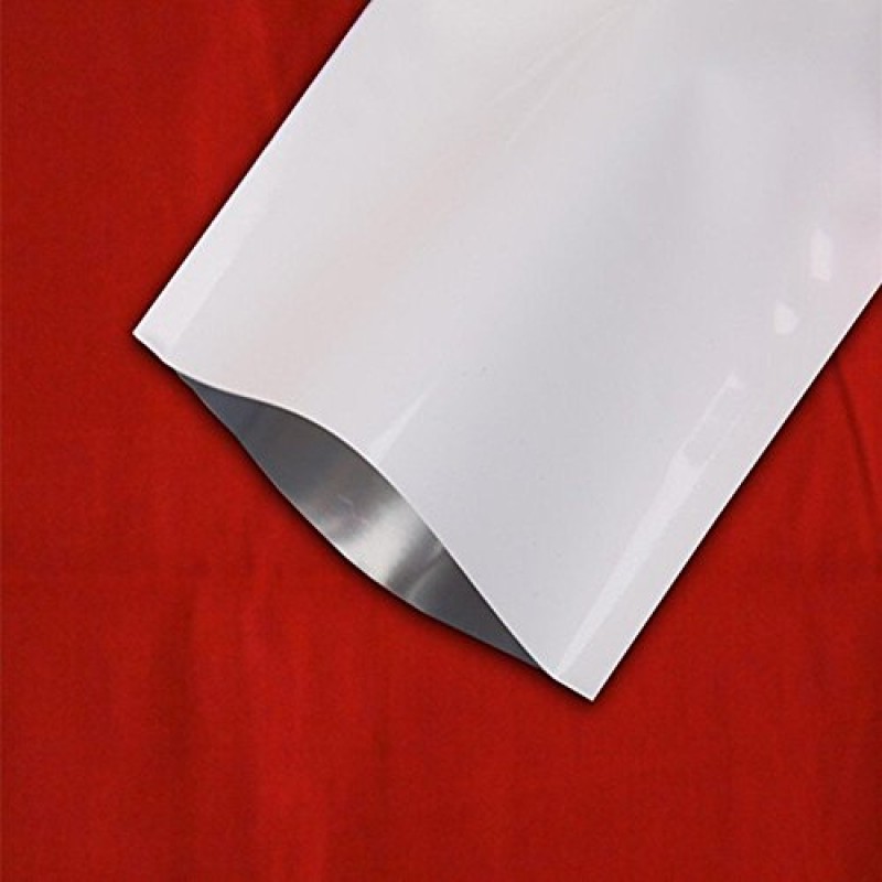 500개 흰색 금속 마일라 호일 개방형 상단 밀봉 가능 가방 3.9x5.9인치(3.5x5.5인치 내부 크기) 눈물 노치가 있는 식품 저장 포장용 진공 열 밀봉 파우치