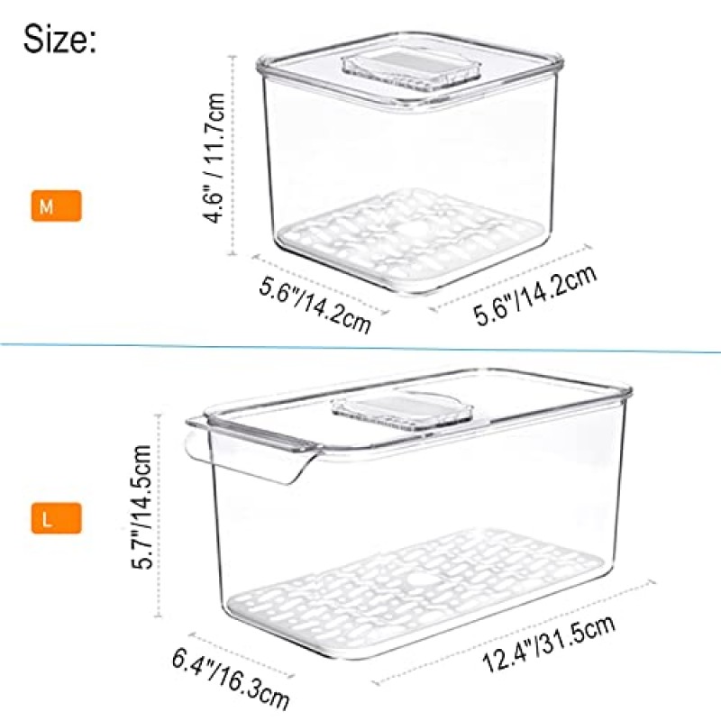 iPEGTOP 냉장고 생산 보호기 식품 보관 용기, 쌓을 수 있는 냉장고 냉동고 주최자 통풍 뚜껑이 있는 신선 보관 용기, 6팩