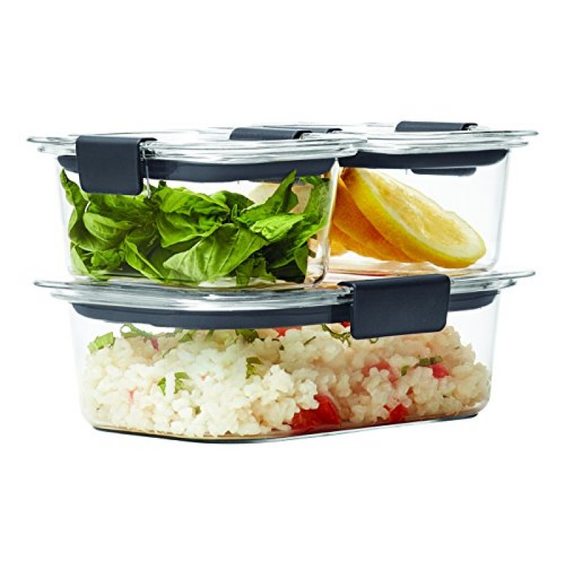 Rubbermaid Brilliance 밀폐 뚜껑이 있는 누출 방지 식품 저장 용기, 5개 세트(총 10개) 및 밀폐 뚜껑이 있는 Brilliance 누출 방지 식품 저장 용기, 3개 세트(총 6개)