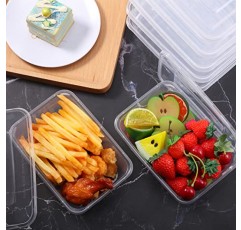Bokon 26온스 뚜껑이 있는 플라스틱 식사 준비 용기 일회용 투명 도시락 용기 쌓을 수 있는 식품 보관 용기 상자 샐러드 스낵 유출 방지 전자레인지 식기세척기 냉동고 안전(200개)