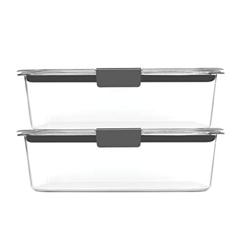 Rubbermaid 누출 방지 Brilliance 식품 보관 세트, 5팩, 투명 및 누출 방지 Brilliance 식품 보관 12피스 뚜껑이 있는 플라스틱 용기 | 도시락 스타일 샌드위치와 샐러드 런치 키트, 투명