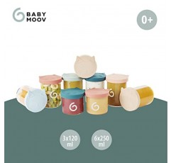 Babymoov 유리 식품 보관 용기 - 누출 방지 실리콘 뚜껑이 있는 내구성이 뛰어나고 재활용이 가능한 붕규산 유리 용기(뚜껑이 있는 유리 용기 9개 세트)