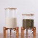 쌀 디스펜서 밀가루 시리얼 용기 밀가루, 설탕, 곡물 및 분쇄 커피용 밀폐 뚜껑과 나무 스탠드가 있는 유리 식품 저장 용기(8L)