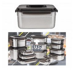 STENCOC 스테인레스 스틸 BPA 없음 직사각형 누수 방지 밀폐형 김치/피클/식품 보관 용기 보호기(3.6L/122oz/9.8