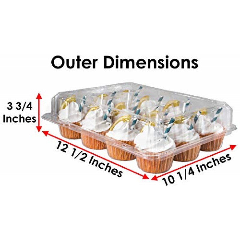 Katgely 컵케이크 용기 12개(30개 팩), 투명 플라스틱 컵케이크 상자 12개, 깊은 돔, 쌓을 수 있음, 일회용 및 BPA 없음