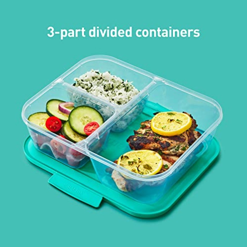 Sistema NEST IT 식사 준비 용기 | 1.9L | 칸막이 및 뚜껑이 있는 밀폐형 식품 보관 용기 | BPA 없음 | TerraCycle®로 재활용 가능 | 그린 | 5개