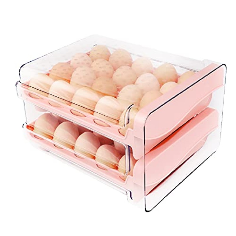 쉬운 잠금 뚜껑이 있는 BBG 밀폐 식품 보관 용기, 분홍색 플라스틱 계란 홀더, 냉장고용 계란 보관 용기