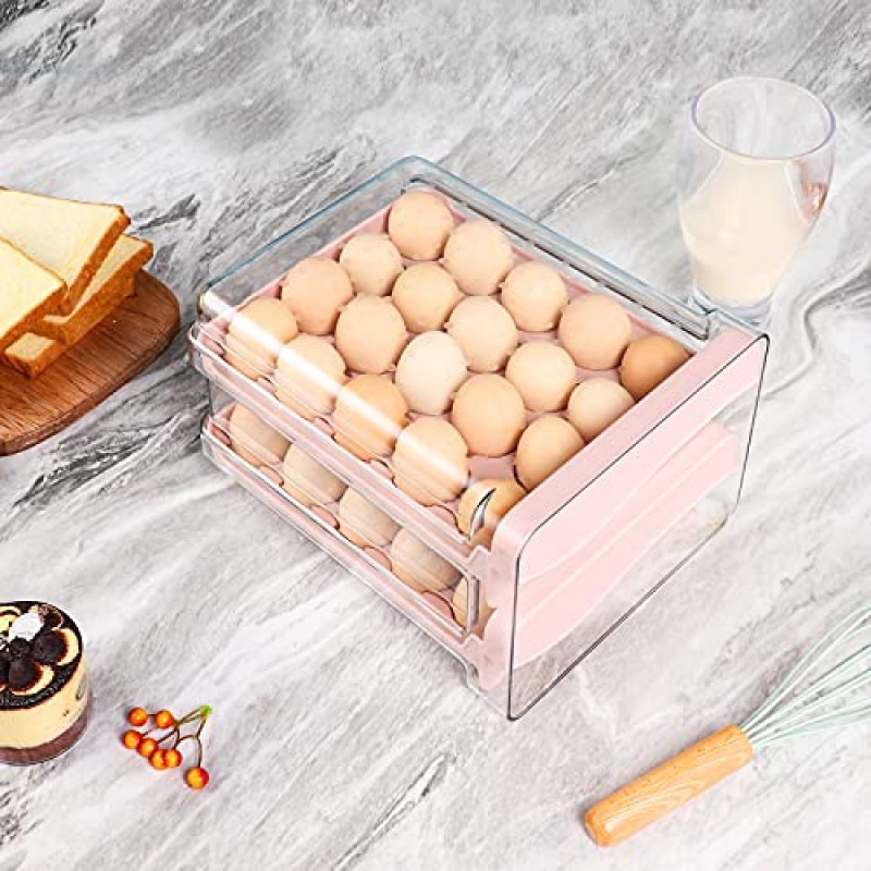 쉬운 잠금 뚜껑이 있는 BBG 밀폐 식품 보관 용기, 분홍색 플라스틱 계란 홀더, 냉장고용 계란 보관 용기