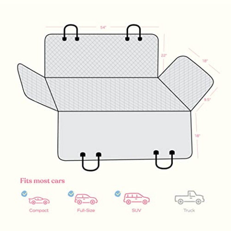 개를 위한 100% 방수 카시트 커버 - 내구성이 뛰어난 긁힘 방지 개 시트 커버 - 개를 위한 600D 헤비 듀티 해먹 뒷좌석 커버 - 범용 맞춤 미끄럼 방지 개 카시트 커버(자동차 트럭 및 SUV용)