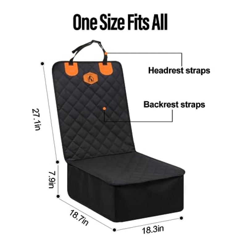 한 번 구매하세요 강아지 카시트 커버, 애완동물 앞좌석 보호대, 미끄럼 방지 스크래치 방지 방수 내구성 및 패딩, 애완동물 털 방지 담요, SUV, 지프 및 트럭용 범용 시트 커버