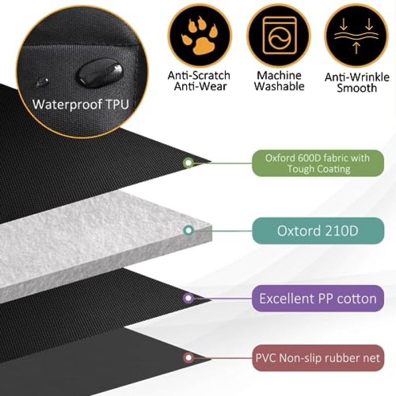 개를 위한 GLMSA 앞 시트 커버 애완 동물 자동차, 내구성이 뛰어난 방수 헤비 듀티 긁힘 방지 개를 위한 자동차 시트 커버, 자동차, SUV 및 트럭용 세탁 가능 및 미끄럼 방지 시트 커버(개 안전 벨트 포함)
