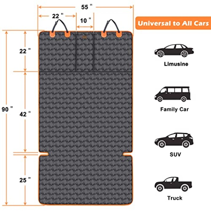 개를 위한 Laadd 트렁크 카고 라이너 - 방수, 미끄럼 방지 애완동물 자동차 SUV 시트 커버(범퍼 플랩 보호 장치 포함) SUV 트렁크 세단 밴용 세척 가능 개 액세서리, 유니버설 핏(90
