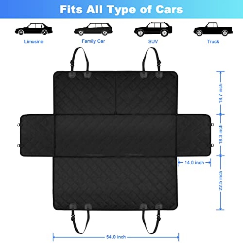 뒷좌석용 Viretec 강아지 카시트 커버, 강아지 시트 커버 방수, 내구성 긁힘 방지, 미끄럼 방지 지지대 및 해먹, 600D 대형 자동차 트럭 및 강아지용 SUV 뒷좌석 커버