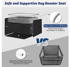 최대 20lbs의 작은 개를 위한 개 자동차 부스터 시트, 작은 애완 동물을 위한 베개 쿠션 보관 포켓이 있는 애완 동물 부스터 자동차 시트 자동차 앞 뒷좌석, 블랙&그레이