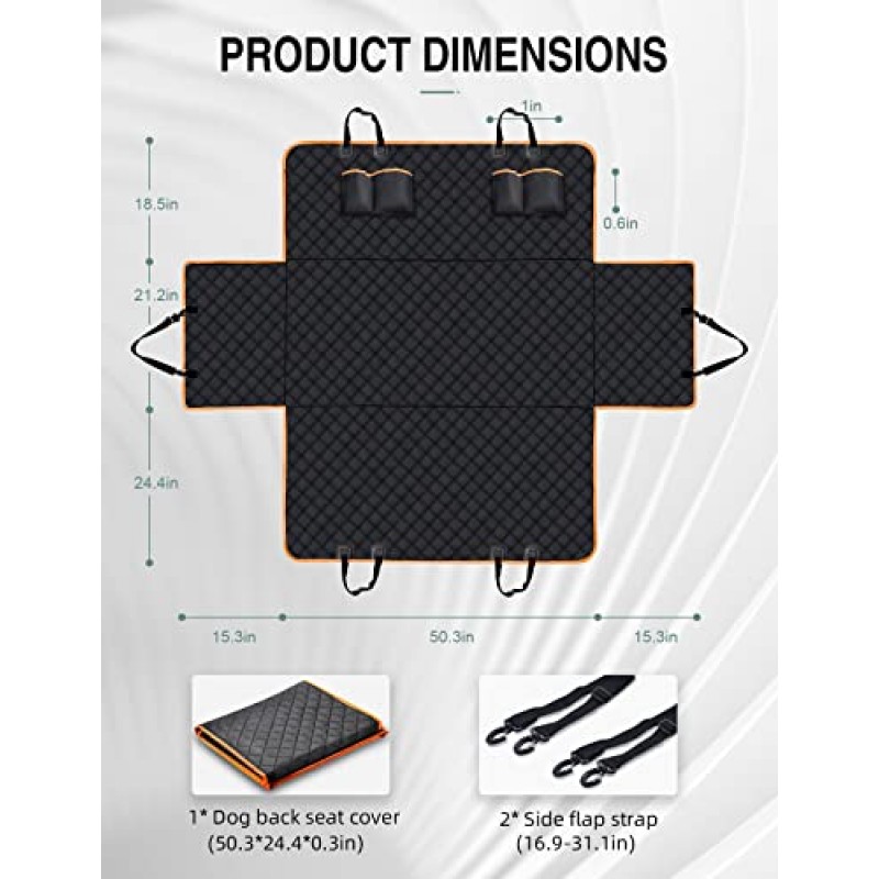 뒷좌석 용 Bironhorse 개 카시트 커버, 뒷좌석 용 개 시트 커버, 자동차 용 개 해먹, 자동차 용 개 시트 커버, SUV 트럭 뒷좌석 용 방수 애완 동물 시트 커버, 개용 뒷좌석 보호대