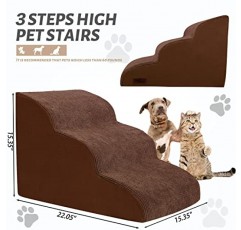 소파나 침대용 개 경사로, 작은 개와 늙은 고양이를 위한 3단계 개 계단 및 계단, 부드럽고 미끄럼 방지 애완동물 계단, 다리가 짧은 개, 부상당한 애완동물에 적합