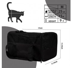 Toptasta 고양이 캐리어 소형 중형 고양이용 강아지용 부드러운 양면 내구성 애완 동물 캐리어 15Lbs 20 Lbs, TSA 항공사 승인을 받은 상단 부하 통기성 메쉬 창 캐리어(중형, 검정색)