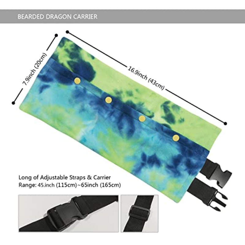비어디드래곤 가죽끈 및 하네스 세트, 비어디 블루 캐리어, 가죽 날개와 슬링백이 포함된 도마뱀 조절 가능한 하네스, 야외 여행용 산책 휴식용 파충류 소형 애완동물 배낭 배트윙 액세서리