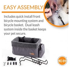 K&H PET PRODUCTS 여행용, 고양이 및 강아지용 범용 자전거 애완동물 캐리어 자전거 바구니, 품격 있는 회색 대형 12 X 16 X 10인치