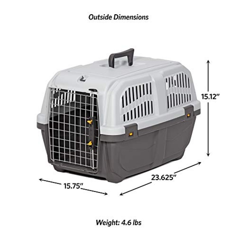 애완 동물을 위한 MidWest 주택 Skudo 플라스틱 캐리어, 24인치 성인 체중 13~25파운드의 소형견에 적합, 회색