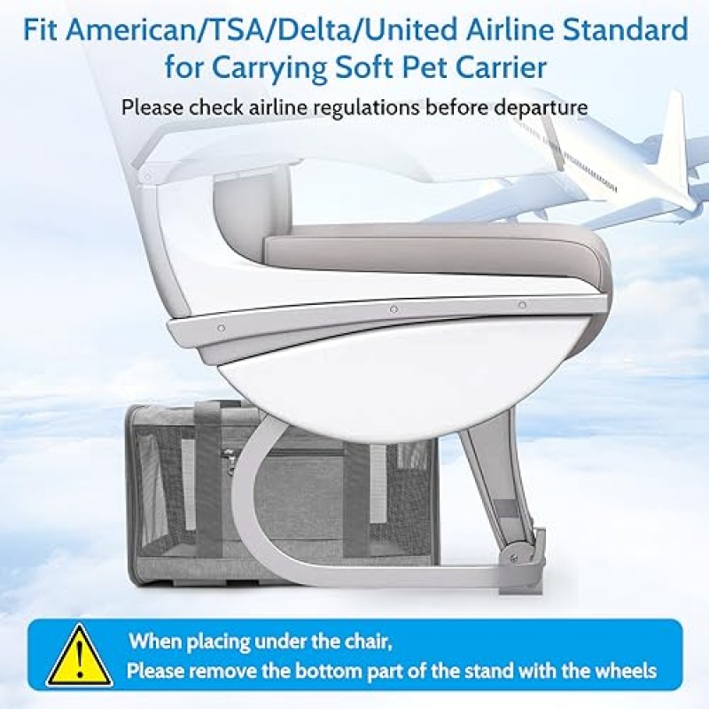 고양이 캐리어, 개 캐리어 항공사 승인【Fit American/TSA/Delta/United Airlines】소형견 또는 대형 고양이용, 바퀴가 있는 고양이 가방 캐리어, 도보 여행 수의사 방문을 위한 좌석 아래 접이식 애완동물 캐리어