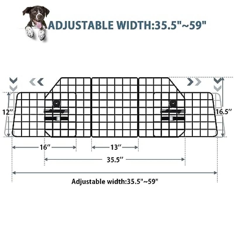 피드 가든 SUV, 자동차, 차량, 트럭, 범용 핏 애완 동물 디바이더 게이트용 조절 가능한 개 자동차 배리어 화물 구역용 대형 애완 동물 배리어 36.6