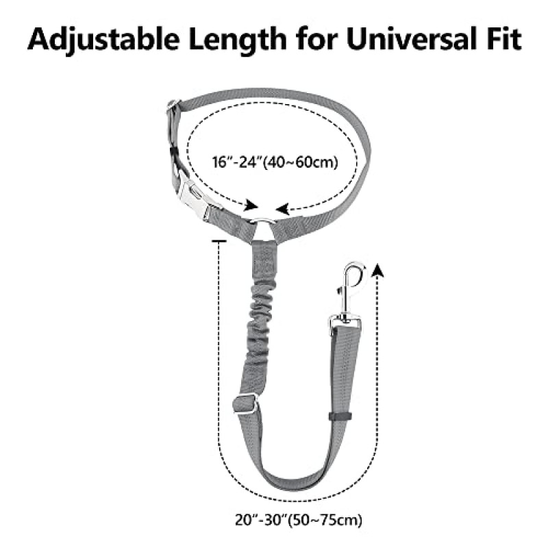 자동차 머리 받침용 Plutus 애완견 안전 벨트, 안전을 위한 탄성 번지가 있는 반사 및 조절 가능한 구속, 소형 중형 대형견 및 고양이용 차량 안전 벨트 하네스