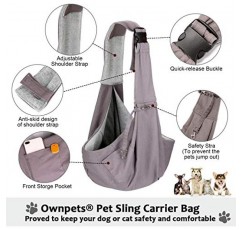 OWNPETS 애완 동물 슬링 캐리어, 애완 동물 슬링 캐리어 가방 안전, 10~15파운드 고양이와 개에 적합, 편안하고 조절 가능, 매일 산책, 야외 활동 및 주말 모험에 적합