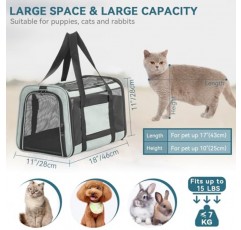 Petsfit 18 x 11 x 11 애완동물 캐리어 항공사 승인, 부드러운 양면 개 캐리어 고양이 캐리어, 경량 및 접이식, 5면 환기, 탈출 방지, 조절 가능한 어깨 끈 포함, 부드러운 쿠션