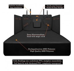 Alfheim 자동차 부츠 라이너 보호대 - 미끄럼 방지 방수 애완견 뒷좌석 커버 - 내구성이 뛰어난 세척 가능한 화물 커버 매트 여행, 중소형 자동차 트럭 SUV용 범용(검은색)