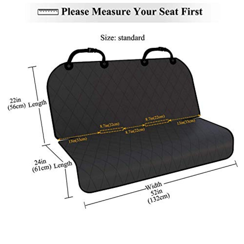 VIVAGLORY 강아지 시트 커버, 강아지 뒷좌석 커버 미끄럼 방지 뒷면이 있는 애완동물 벤치 보호대, 뒷좌석 커버 뒷좌석 커버 강아지용 자동차 시트 커버, 검정색, 46