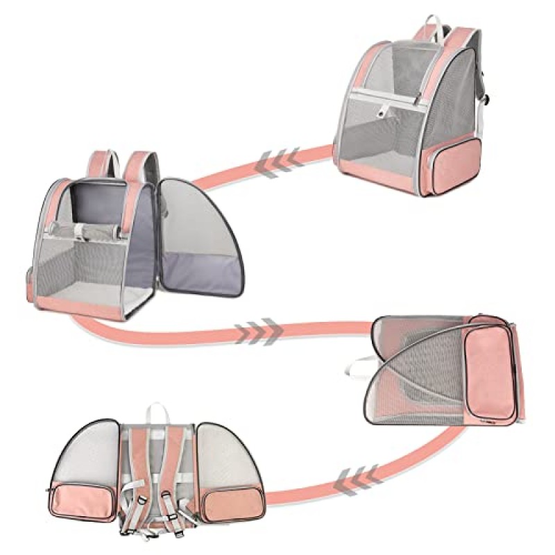 고양이 배낭 캐리어, 통기성 고양이 캐리어 tMedium 고양이용 접이식 버블 배낭 최대 15lbs 여행 하이킹 투명 애완 동물 캐리어