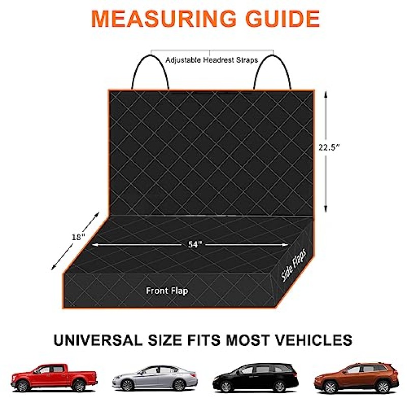 껍질 애호가 개 뒷좌석 커버 보호대, 방수 개 자동차 시트 커버, 개와 어린이를 위한 내구성 및 미끄럼 방지 뒷좌석 보호, 자동차, 트럭 및 SUV용 호환 애완동물 자동차 시트 커버