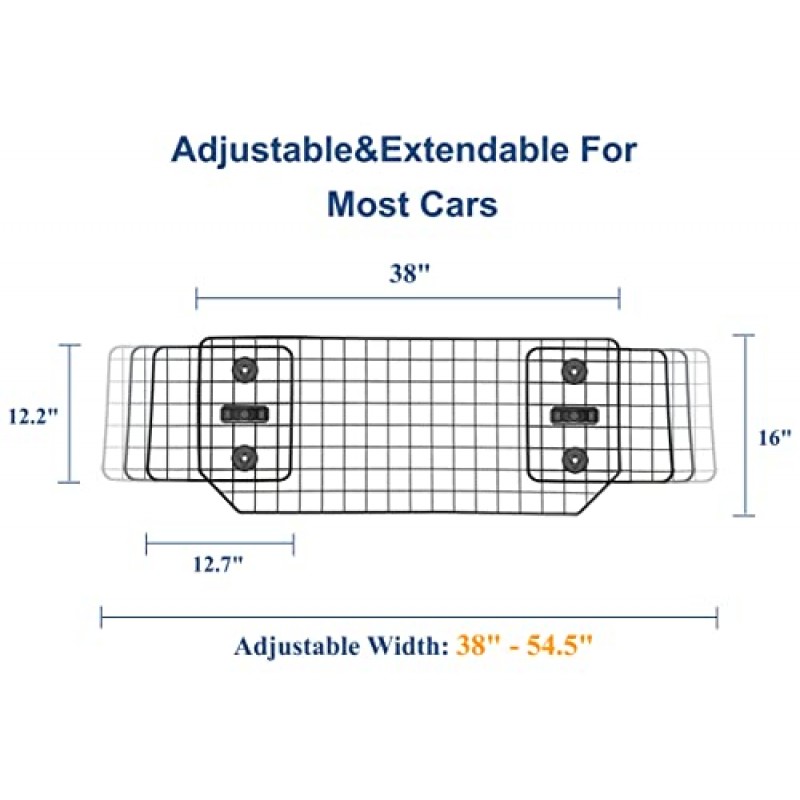 SUV, 차량, 자동차용 CASIMR 개 자동차 배리어, 화물 구역용 조정 가능한 대형 애완 동물 게이트, 헤비 듀티 와이어 메쉬 애완 동물 배리어, 개용 범용 맞춤 네트 자동차 분배기, 안전견 자동차 여행 액세서리