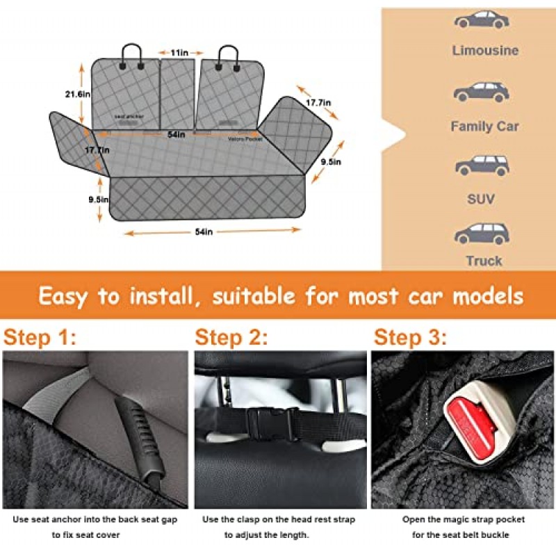 뒷좌석, 방수, 내구성이 뛰어난 애완 동물 보호 장치 용 OLPIVY 개 자동차 시트 커버 자동차, 트럭, SUV 용 범용 벤치 뒷좌석 커버
