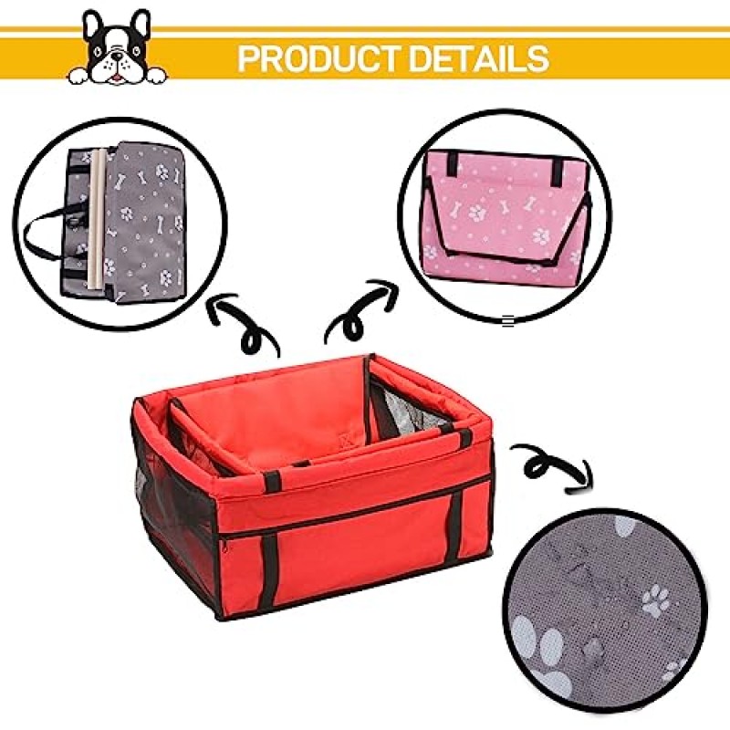 Patyelf 매우 안정적인 개 카시트, 방수 개 카 부스터 시트, 자동차용 시트 익스텐더, 방수 오줌 패드 및 애완동물 안전 벨트, 애완동물에게 편안하고 안전한 여행용 카시트 제공