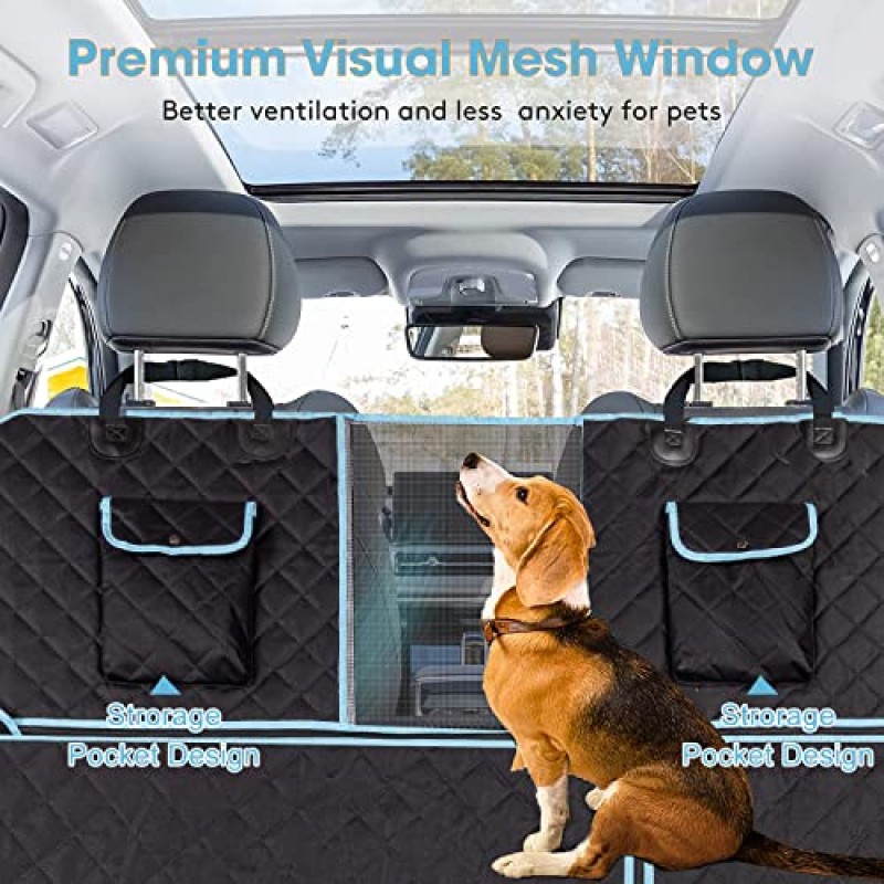 안전한 구매 개 뒷좌석 커버 6-in 1 개 자동차 시트 커버 방수 개 시트 커버(메시 보기 창이 있는 뒷좌석용), 개 해먹 유니버설 - 중대형 개 개 자동차 시트 커버 미국 브랜드
