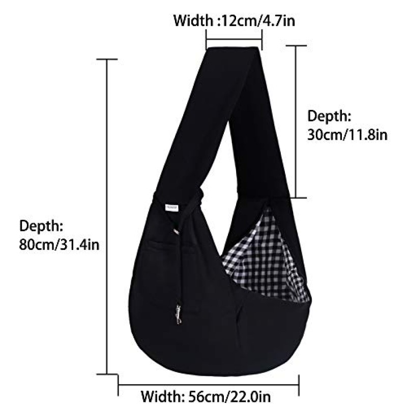 FDJASGY 소형 애완 동물 슬링 캐리어-핸즈프리 가역 애완 동물 Papoose 가방 토트 백 (포켓 안전 벨트 포함) 야외 여행용 개 고양이 블랙