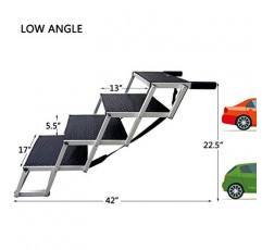 브랜드가 없는 알루미늄 개 자동차 계단, 높은 침대, 트럭 및 SUV를 위한 휴대용 대형 개 계단, 경량 접이식 애완 동물 사다리 경사로, 4단계