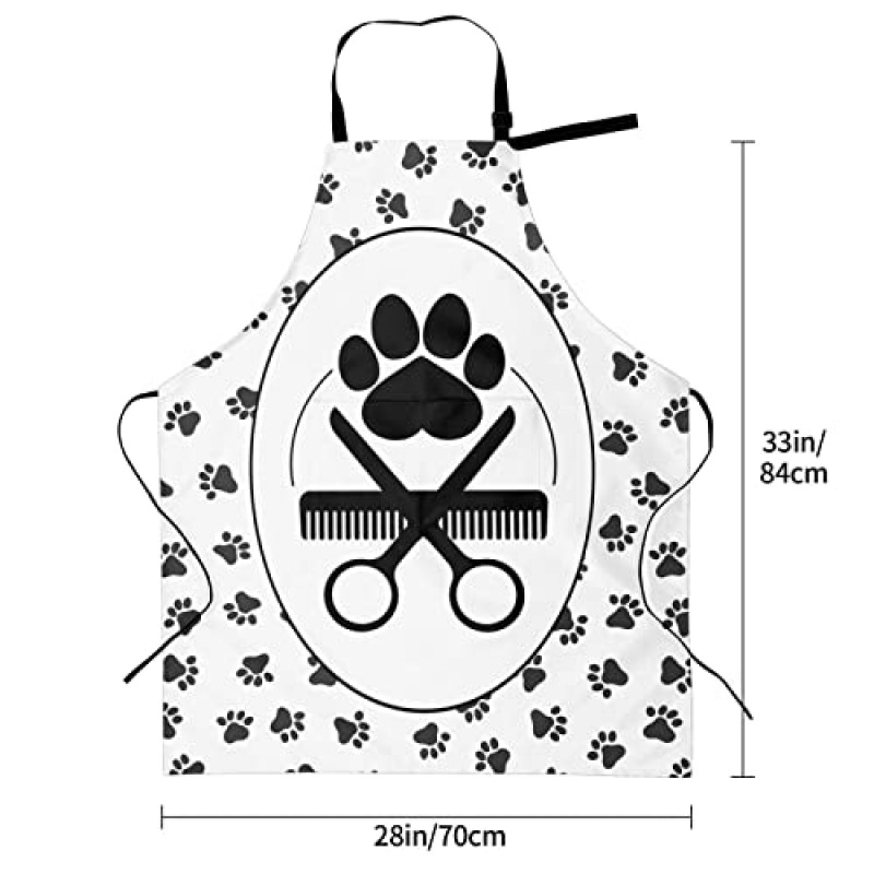 Perinsto 애완 동물 개 2 개의 주머니가있는 방수 앞치마 손질 귀여운 동물의 발 주방 요리사 앞치마 요리 베이킹 그림 원예 손질 용 턱받이