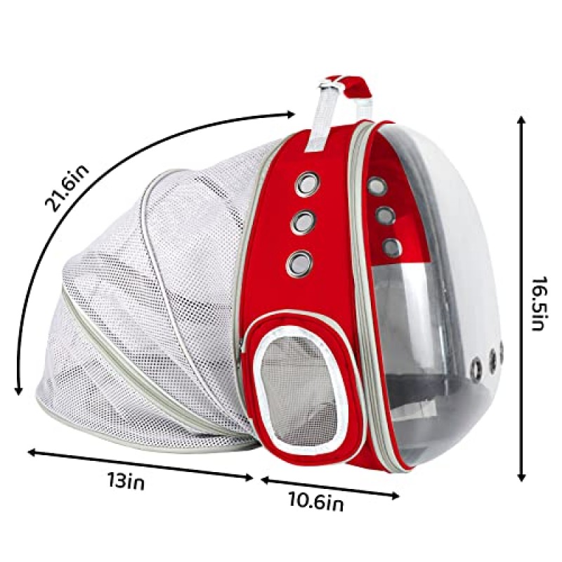 PROKEI 고양이 배낭 캐리어, 확장 가능한 애완 동물 버블 배낭 항공사 승인, 하이킹 산책 야외 사용이 가능한 소형 중형 고양이 및 강아지 용 애완 동물 여행 운반 가방