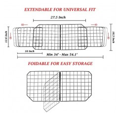 도시 데코 개 자동차 배리어 - 검정색 앞 좌석 메쉬가 있는 헤비 듀티 조정 가능한 와이어 애완 동물 자동차 배리어 - 차량, SUV, 자동차용 안전 여행 분배기 울타리.