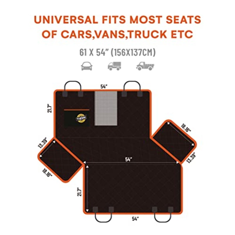 뒷좌석 4 in 1용 TIIKERI 개 카시트 커버 - 대형 61x54